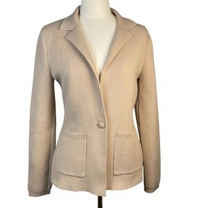 L’Agence Lacey Sweater Blazer Jacket Cotton Knit Neutral Tan Ribbed Casual S